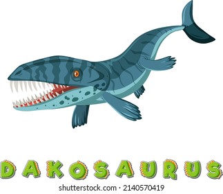 Dinosaur wordcard for dakosaurus illustration