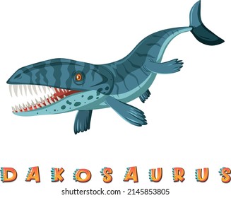 Dinosaur wordcard for dakosaurus illustration