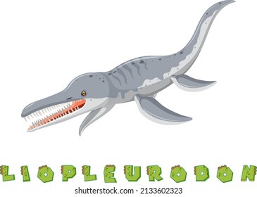 Dinosaur wordcard for liopleurodon illustration
