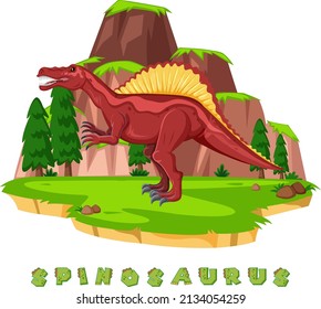 Dinosaur wordcard for spinosaurus illustration