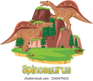 Dinosaur wordcard for spinosaurus illustration
