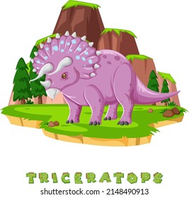 Dinosaur wordcard for triceratops illustration