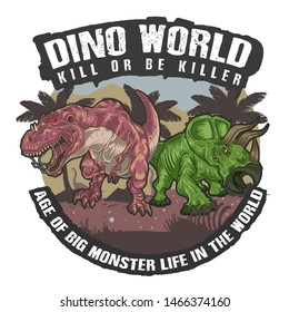 dinosaur world kill or be killer illustration vector