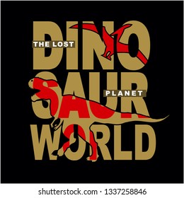 dinosaur world silhouette typographic t shirt design vector