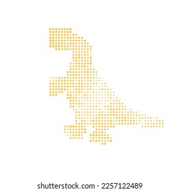 dinosaur, yellow  square halftone, isolated vector illustration