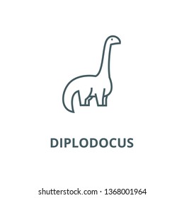 Dinosaur,diplodocus line icon, vector. Dinosaur,diplodocus outline sign, concept symbol, flat illustration