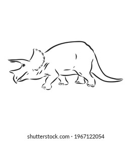 Dinosaur.Hand Drawn triceratops dinosaur vector sketch illustration