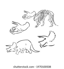 Dinosaur.Hand Drawn. triceratops dinosaur vector sketch illustration