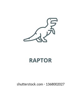 Dinosaur,raptor,tyrannosaurus  line icon, vector. Dinosaur,raptor,tyrannosaurus  outline sign, concept symbol, flat illustration