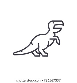 dinosaur,raptor,tyrannosaurus  vector line icon, sign, illustration on background, editable strokes