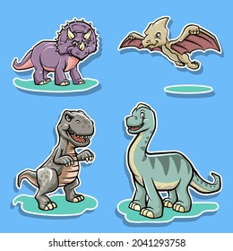 dinosaurs animal character set vector