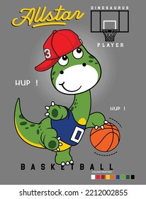 dinosaurs basket ball player, vector animal cartoon illustration design