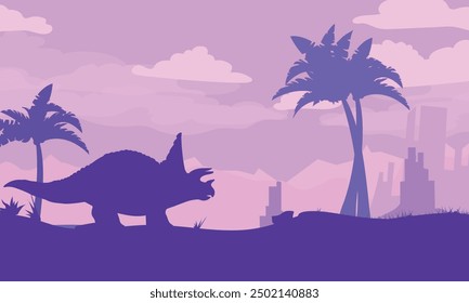Dinosaurs BC. Landscape of prehistoric nature. Vector illustration