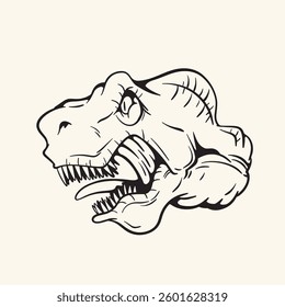 dinosaurs black and white cartoon character head line art for t-shirt and color book vector