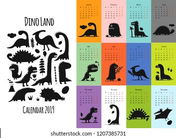 Dinosaurs, calendar 2019 design