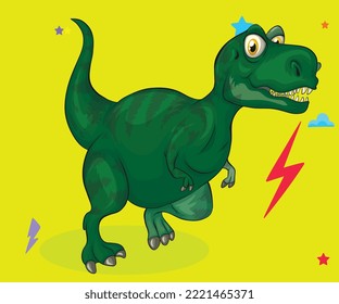 dinosaurs cartoon character and fantasy dragons vector illustration 