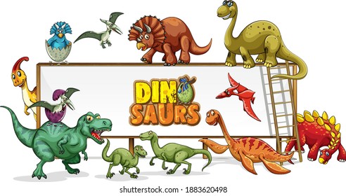 Dinosaurs cartoon character in nature scene illustration