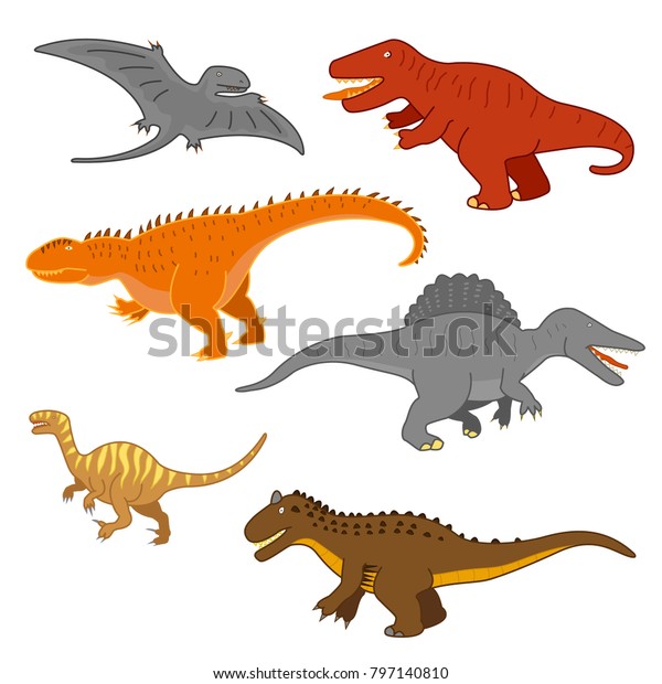 Dinosaurs Cartoon Colour Illustration : image vectorielle de stock