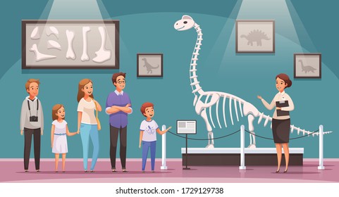 Dinosaurs Cartoon Composition View Exhibition Hall Stock Vector ...