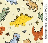 Dinosaurs cartoon doodle seamless pattern 