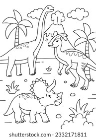 Dinosaurs cartoon printable coloring page