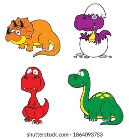 Dinosaurs Cartoon Vector Drawing Graphic