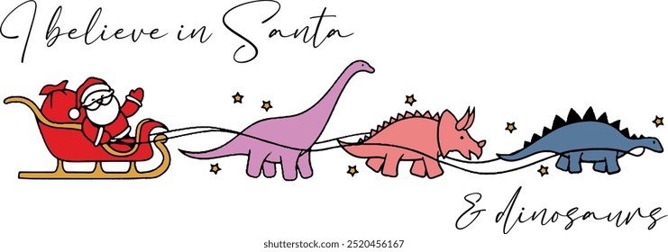 Dinosaurier Christmas Vector, Merry Dinomas, Dinosaurier Lover, Christmas Vibes, Ich glaube an Santa und Dinosaurier Vector, Funny Dino Xmas Vector