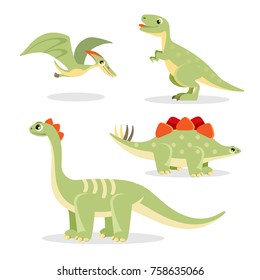 Dinosaurs collection of funny icons on vector illustration