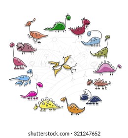 Dinosaurs collection, sketch for your design. Vector illustration