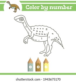 Dinosaurs Color by numbers. Coloring page for preschool children. Learn numbers for kindergartens and schools. Educational game.