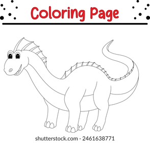 Página para colorear dinosaurios. Libro para colorear de animales feliz para niños.