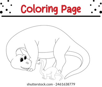 Página para colorear dinosaurios. Libro para colorear de animales feliz para niños.