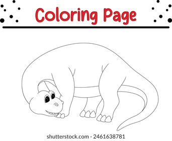 Página para colorear dinosaurios. Libro para colorear de animales feliz para niños.