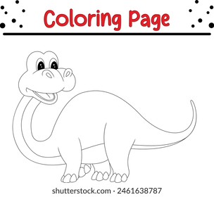 Página para colorear dinosaurios. Libro para colorear de animales feliz para niños.