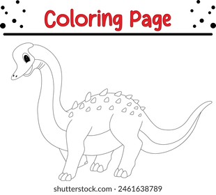 Página para colorear dinosaurios. Libro para colorear de animales feliz para niños.