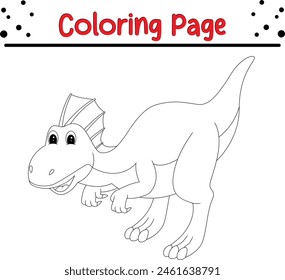 Página para colorear dinosaurios. Libro para colorear de animales feliz para niños.