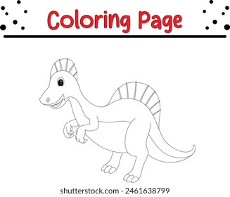 Página para colorear dinosaurios. Libro para colorear de animales feliz para niños.