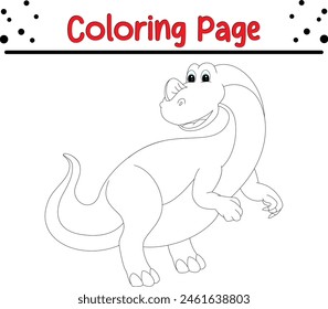 Página para colorear dinosaurios. Libro para colorear de animales feliz para niños.