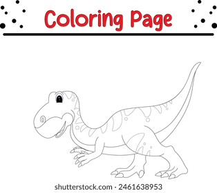 Página para colorear dinosaurios. Libro para colorear de animales feliz para niños.