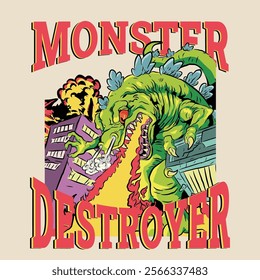 dinosaurs destroy city. art for shirt