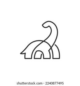Dinosaurs doodle icon set. Prehistoric Animals Vector illustration collection. Banner Hand drawn Line art style. Loch ness monster icon. Loch ness monster linear symbol design