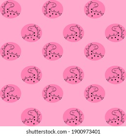Dinosaurs doodle repeated seamless pattern. Light pink background. Perfect for your book cover, drawing book cover, children poster, banner, etc.