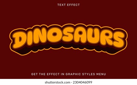 Dinosaurs editable text effect in 3d style. Suitable for brand or business logo