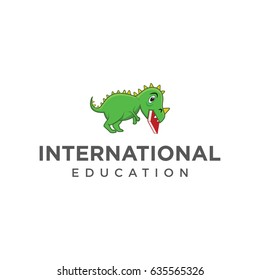 dinosaurs education book logo icon vector template