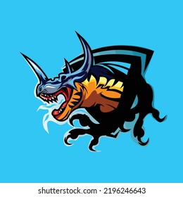 dinosaurs  esport and sport mascot logo design in modern illustration concept for team badge, emblem and thirst printing. Raptors illustration on Green Background. Vector illustration