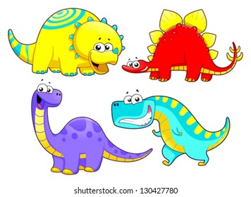 Dinosaurs Family. Funny cartoon and vector characters