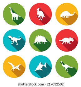 Dinosaurs flat icons set