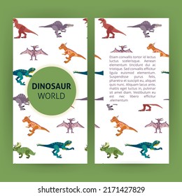 Dinosaurs Flyer Brochure. Vector Illustration of Nature Animal.