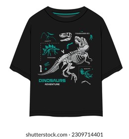 Dinosaurs fossil boys black t-shirt 