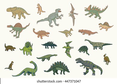  dinosaurs graphic color vector set